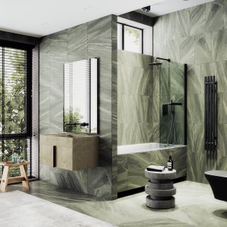 Шторка на ванну MaybahGlass MGV-788-6 80см чёрный